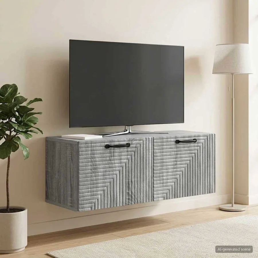 Meuble TV mural Sonoma gris 78,5 x 31 x 30 cm Bois d'ingénierie - 4