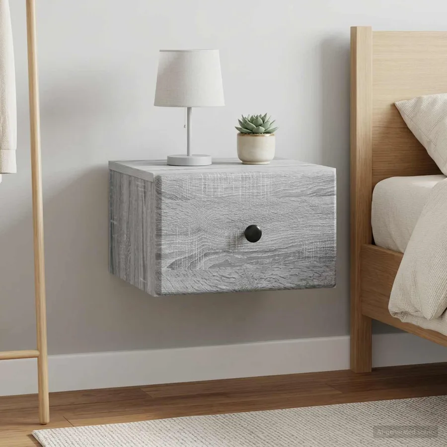 Cabinet de chevet mural 2 pcs Sonoma gris 34,5 x 33 x 20 cm - 4
