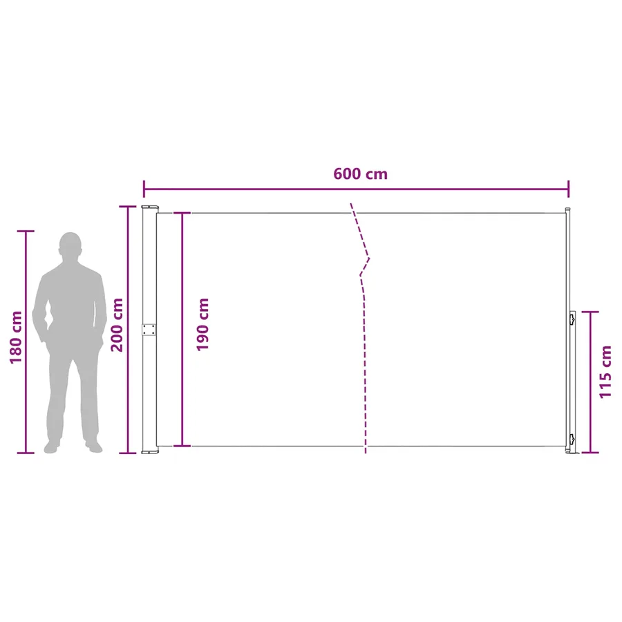 Store latéral rétractable 200 x 600 cm Polyester Rectangulaire - 7