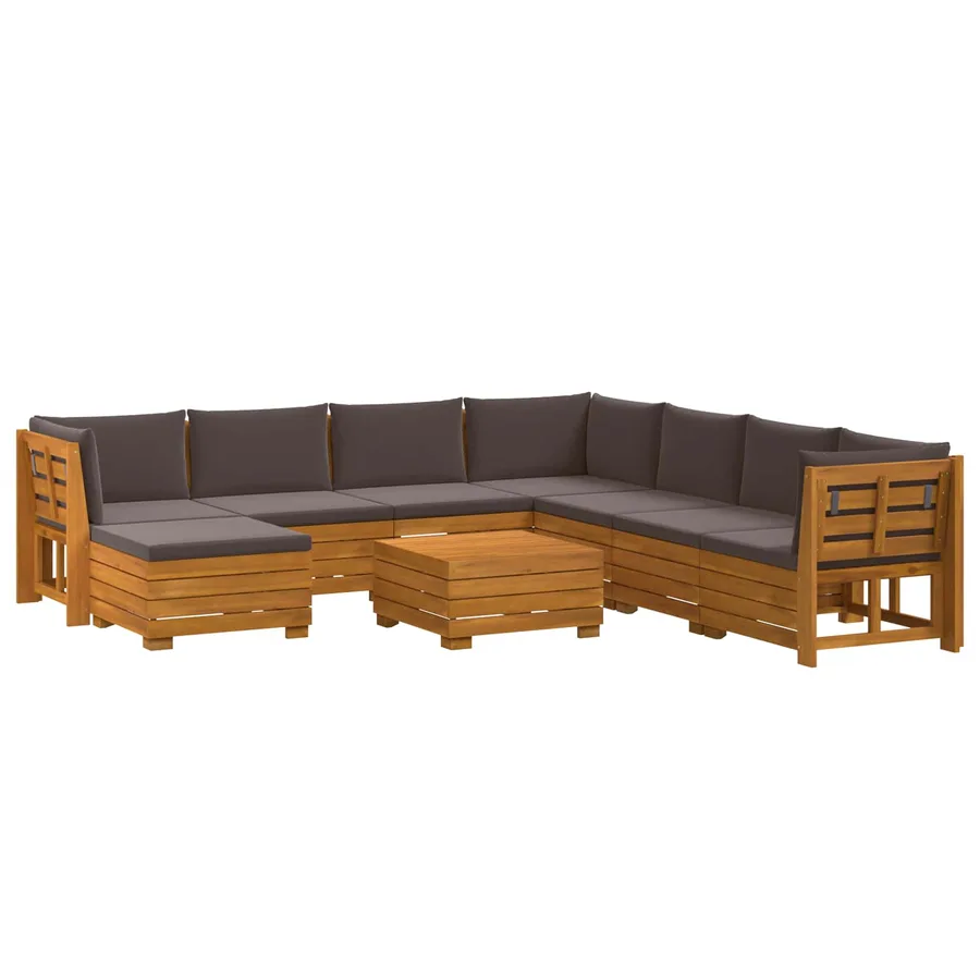 Ensemble de canapés d'extérieur avec coussin 9 Pièce Marron - 2