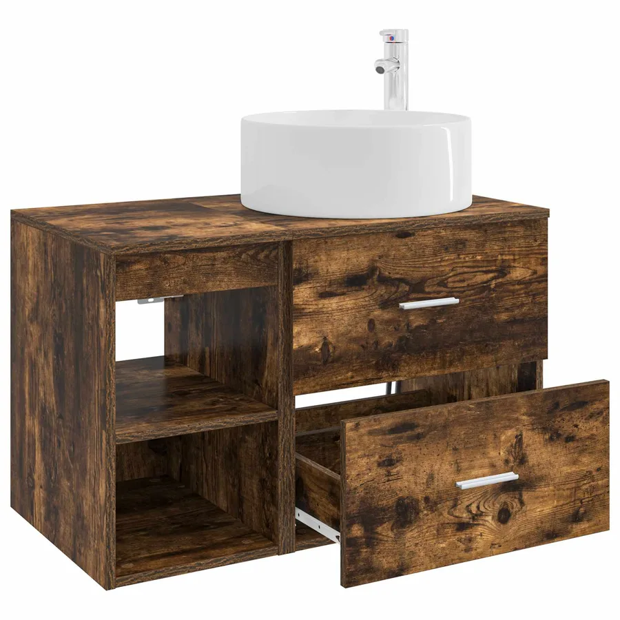 Ensemble de mobilier de salle de bain 2 pcs Chêne fumé - 4
