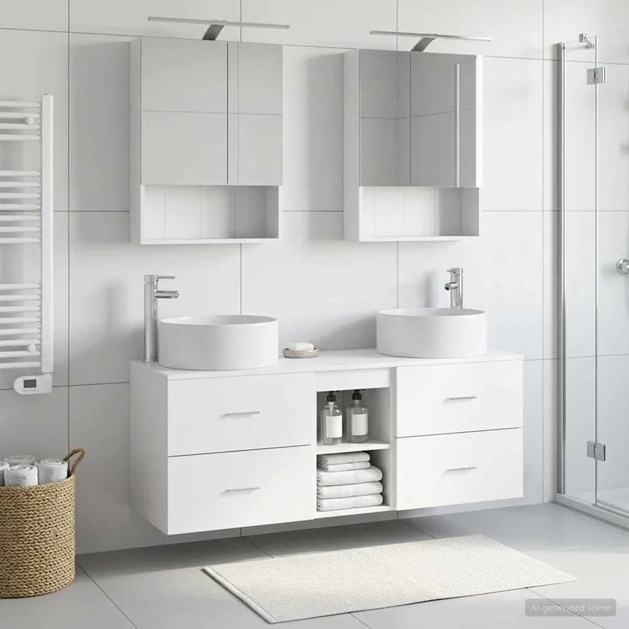Ensemble de mobilier de salle de bain 5 pcs Blanc