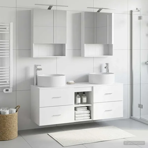 Ensemble de mobilier de salle de bain 5 pcs Blanc