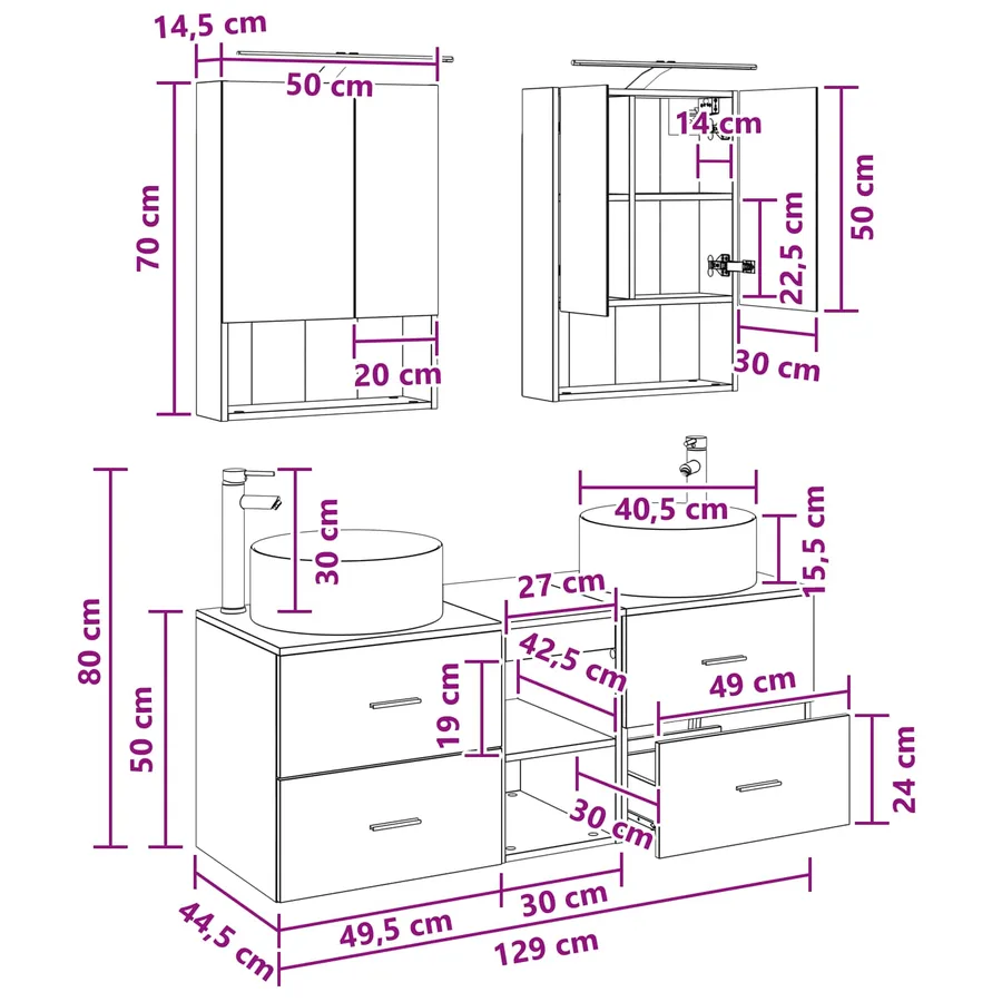 Ensemble de mobilier de salle de bain 5 pcs Blanc - 15