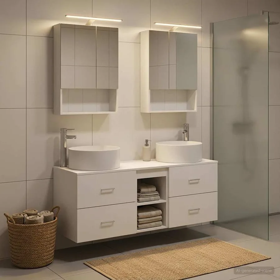 Ensemble de mobilier de salle de bain 5 pcs Blanc - 4