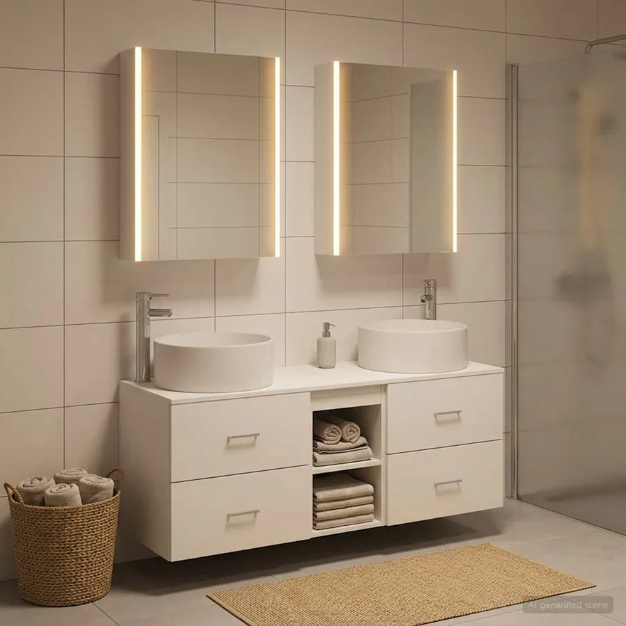 Ensemble de mobilier de salle de bain 5 pcs Blanc