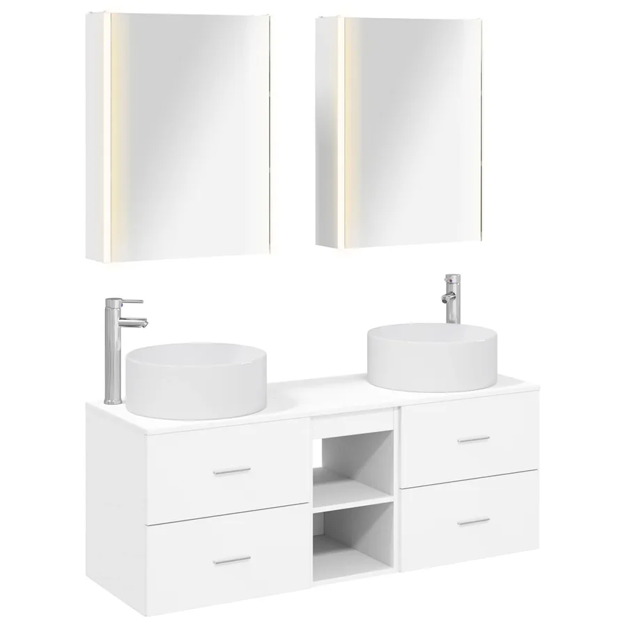 Ensemble de mobilier de salle de bain 5 pcs Blanc - 2