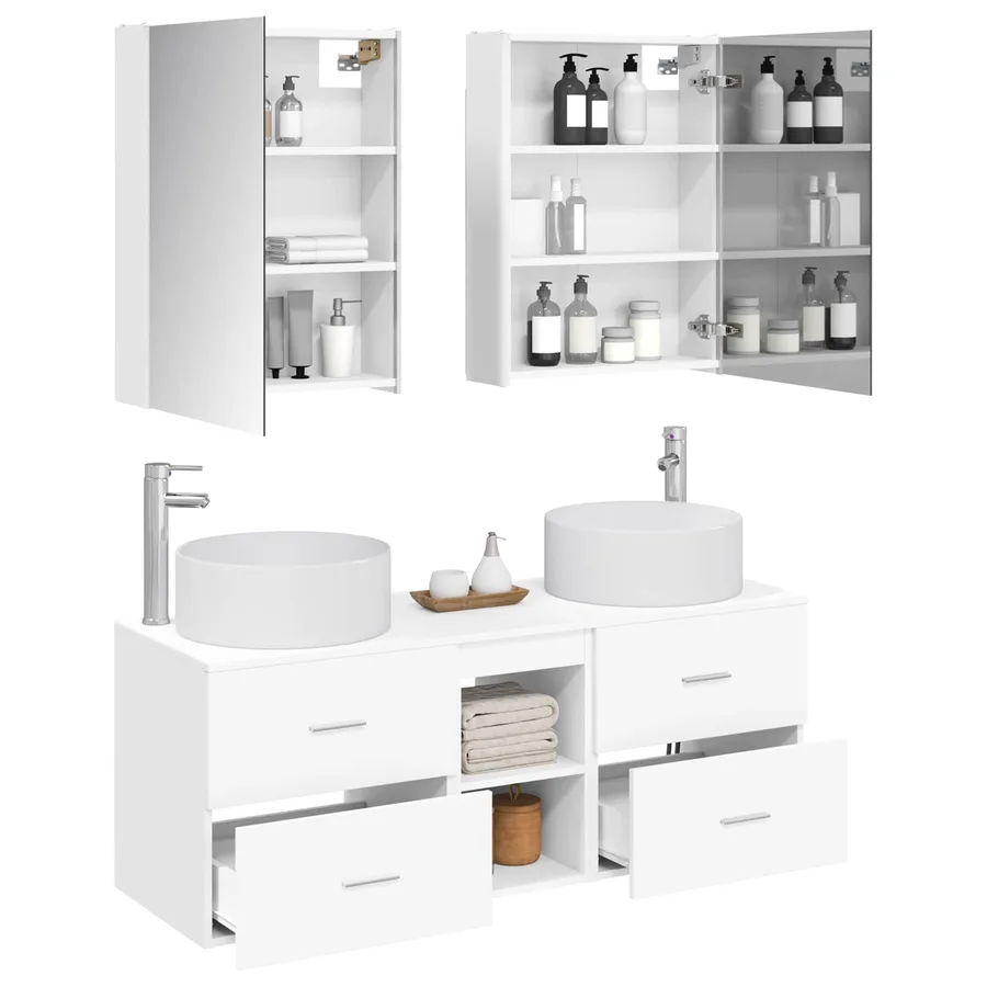 Ensemble de mobilier de salle de bain 5 pcs Blanc - 3