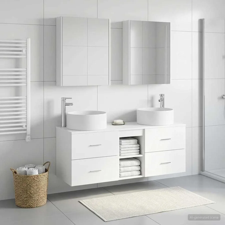 Ensemble de mobilier de salle de bain 5 pcs Blanc - 4