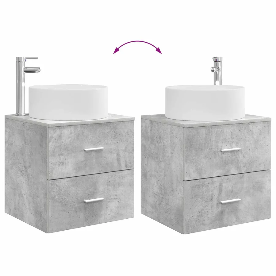 Ensemble de mobilier de salle de bain 4 pcs Gris béton - 13