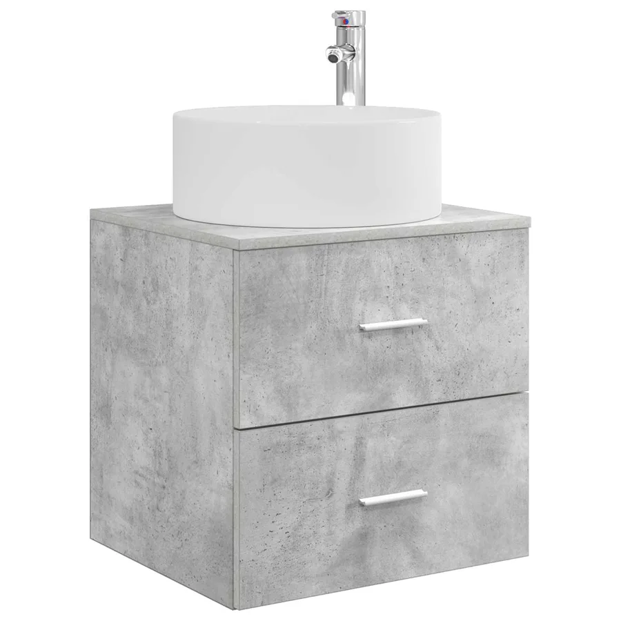 Ensemble de mobilier de salle de bain 4 pcs Gris béton - 5