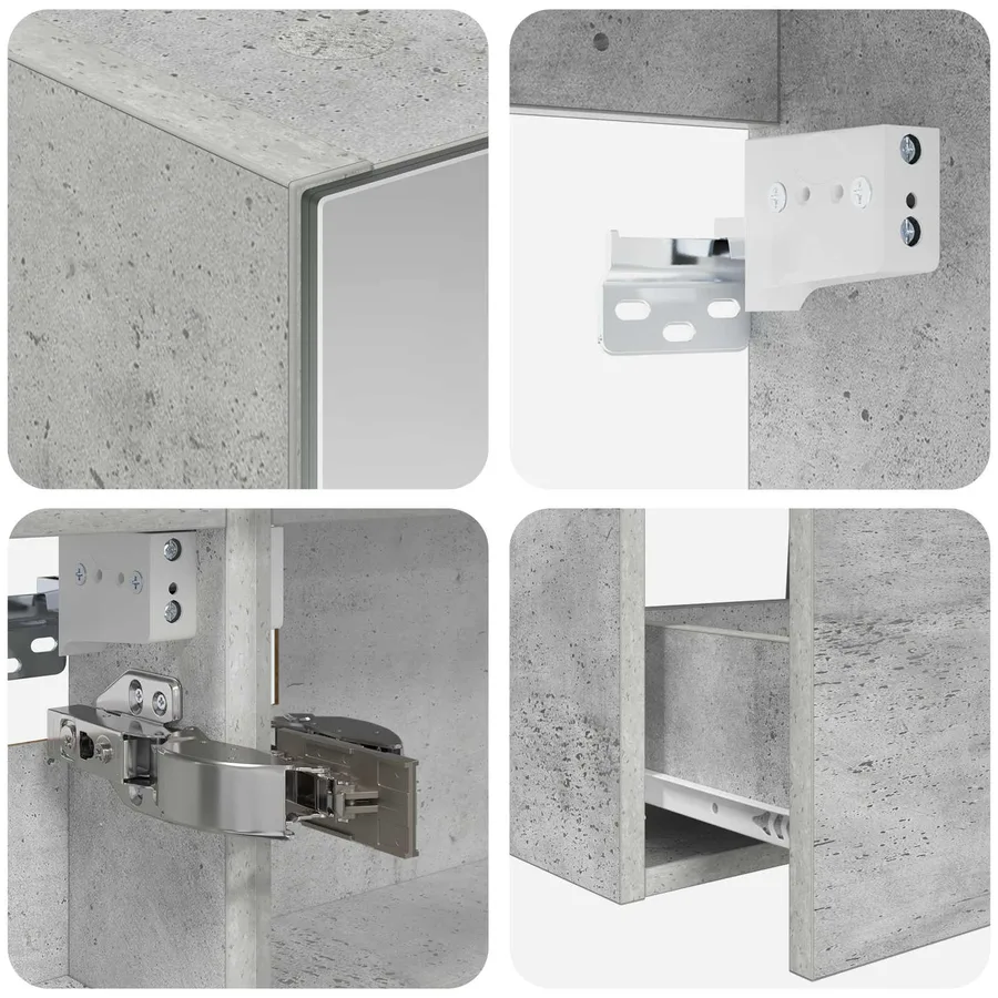 Ensemble de mobilier de salle de bain 4 pcs Gris béton - 9