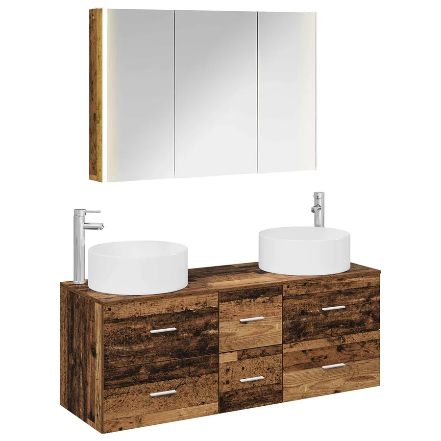 Ensemble de mobilier de salle de bain 4 pcs Bois ancien - 2