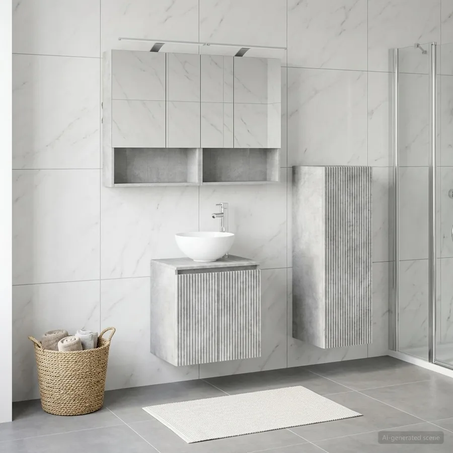 Ensemble de mobilier de salle de bain 4 pcs Gris béton