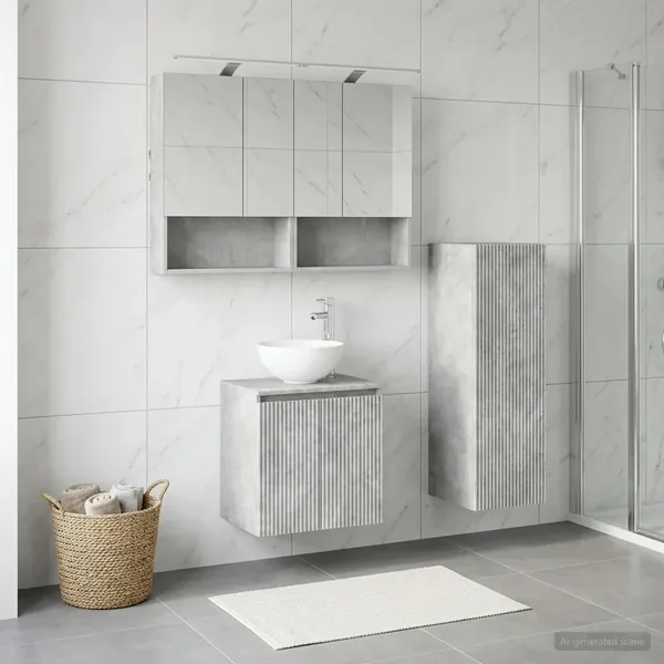 Ensemble de mobilier de salle de bain 4 pcs Gris béton