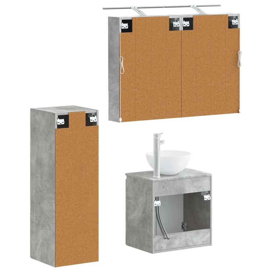 Ensemble de mobilier de salle de bain 4 pcs Gris béton - 5