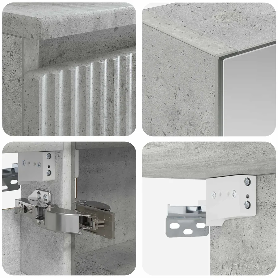 Ensemble de mobilier de salle de bain 4 pcs Gris béton - 6