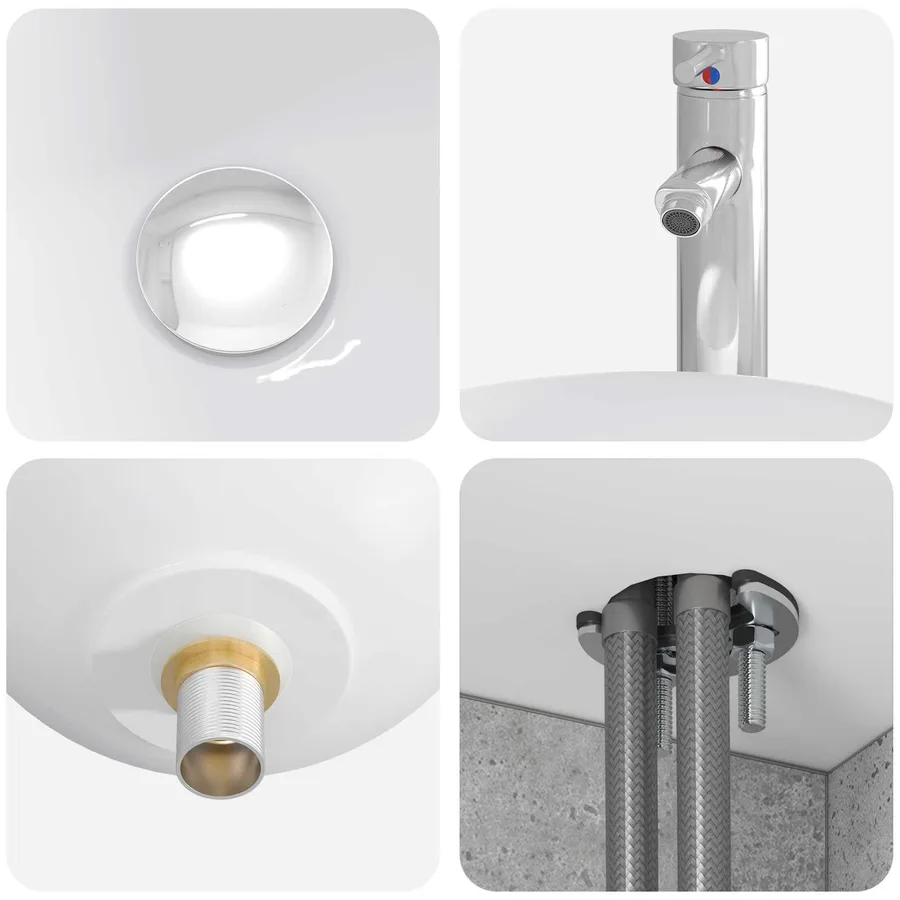 Ensemble de mobilier de salle de bain 4 pcs Gris béton - 7