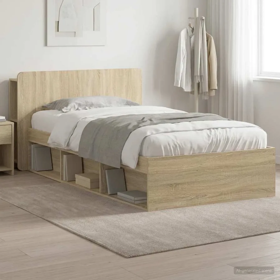 Cadre de lit avec rangement Chêne Sonoma 90 x 190 cm