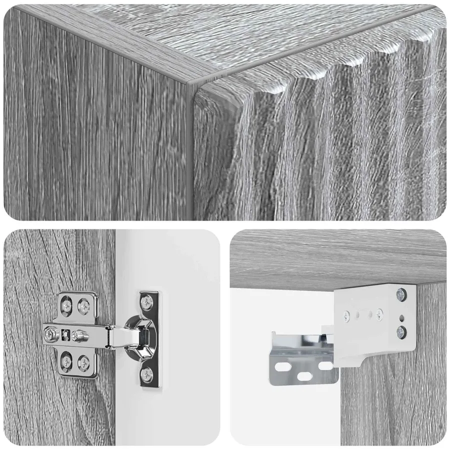 Cabinet de Salle de Bain Mural Sonoma gris 33 x 34,5 x 60 cm - 6