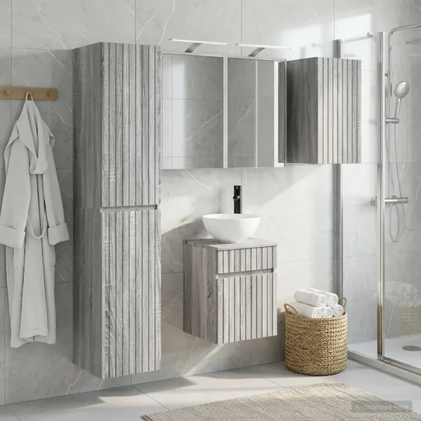 Ensemble d'armoire de salle de bain 5 pcs Sonoma gris