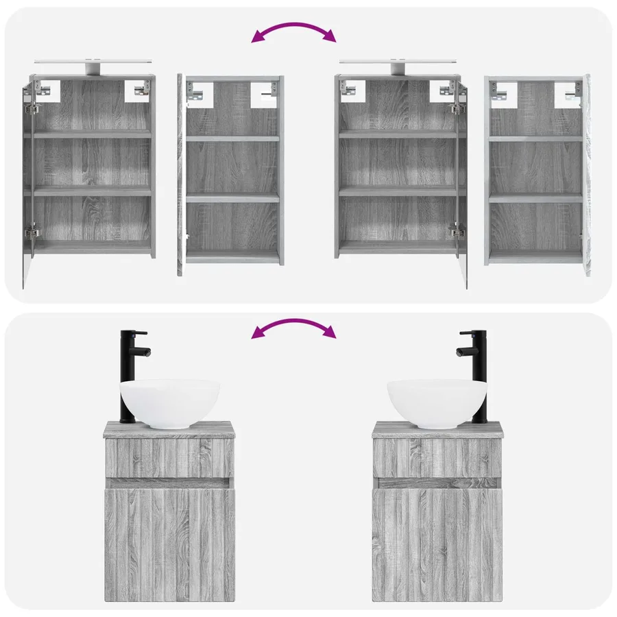 Ensemble d'armoire de salle de bain 5 pcs Sonoma gris - 13
