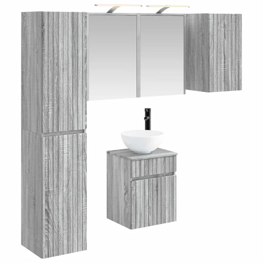 Ensemble d'armoire de salle de bain 5 pcs Sonoma gris - 2