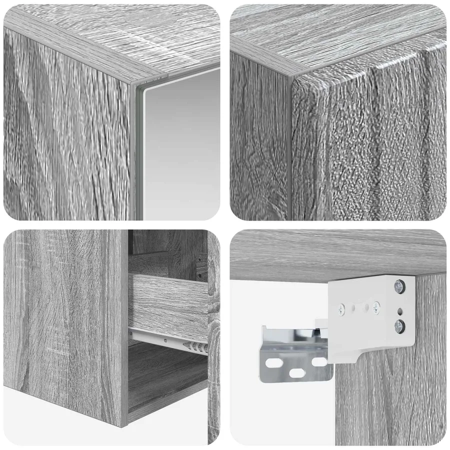 Ensemble d'armoire de salle de bain 5 pcs Sonoma gris - 8