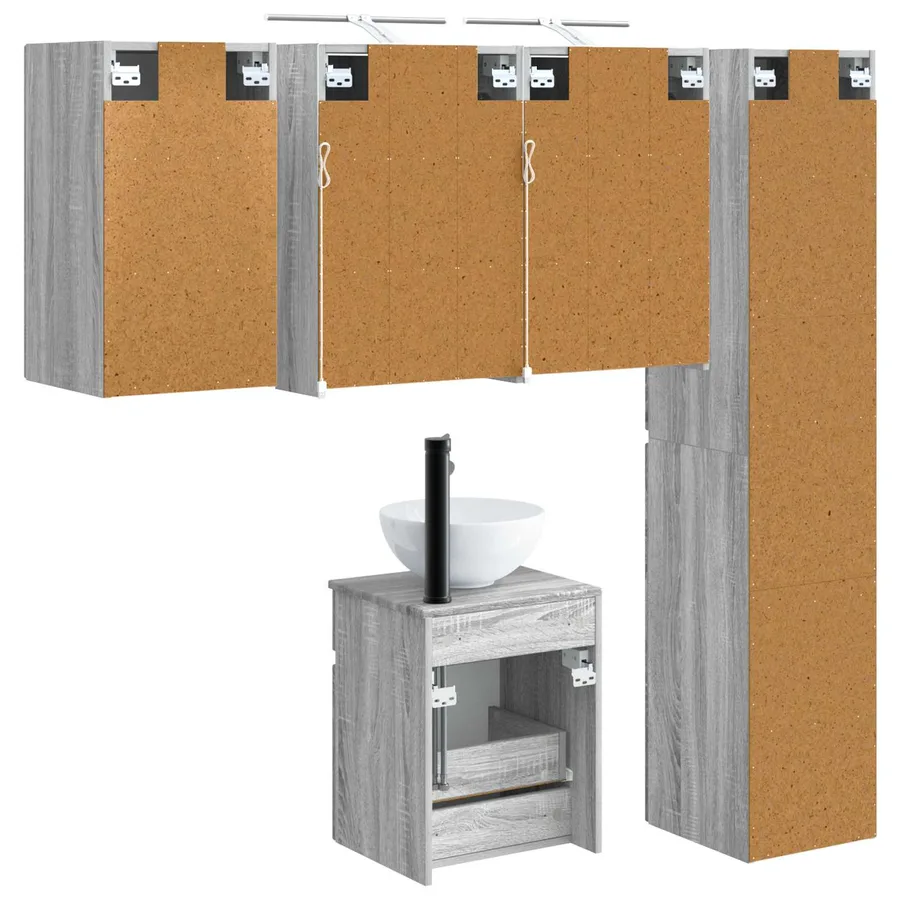 Ensemble d'armoire de salle de bain 5 pcs Sonoma gris - 9