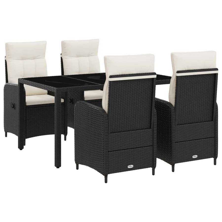 Ensemble de repas extérieur 5 pcs Noir et blanc crème - 2