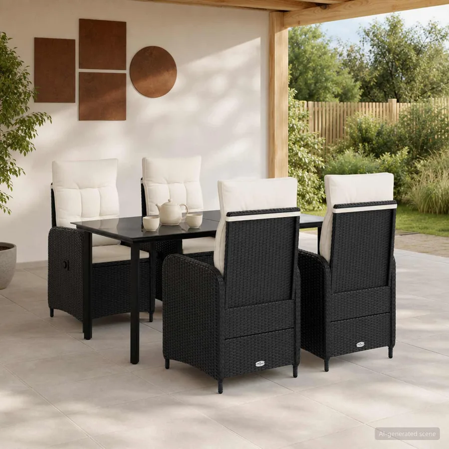 Ensemble de Tables Basses avec coussin avec oreiller 5 pcs