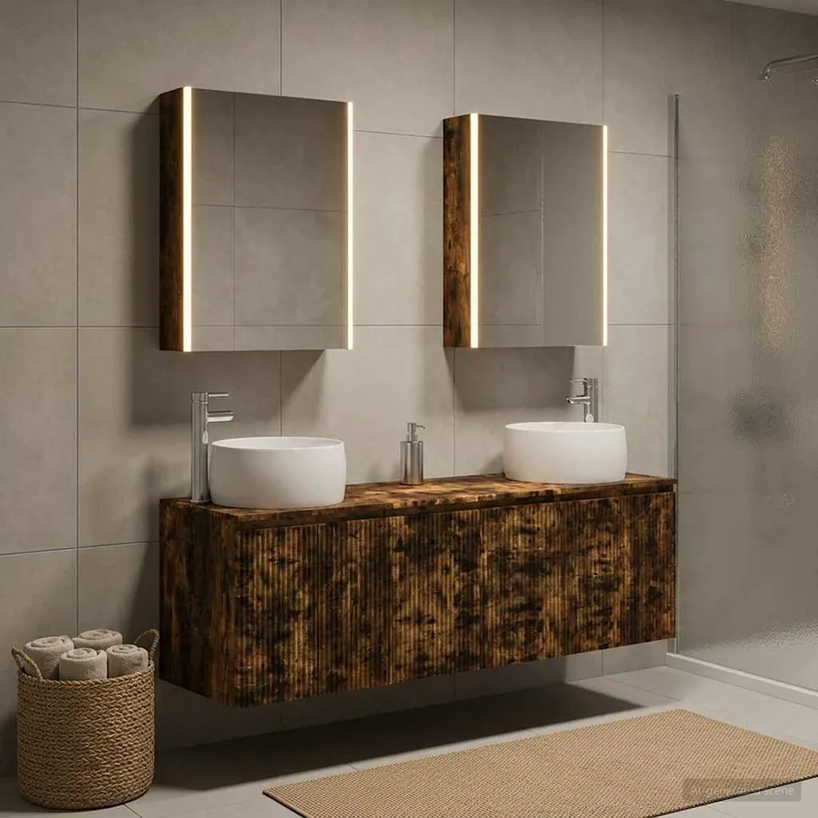 Ensemble d'armoire de salle de bain 5 pcs Chêne fumé