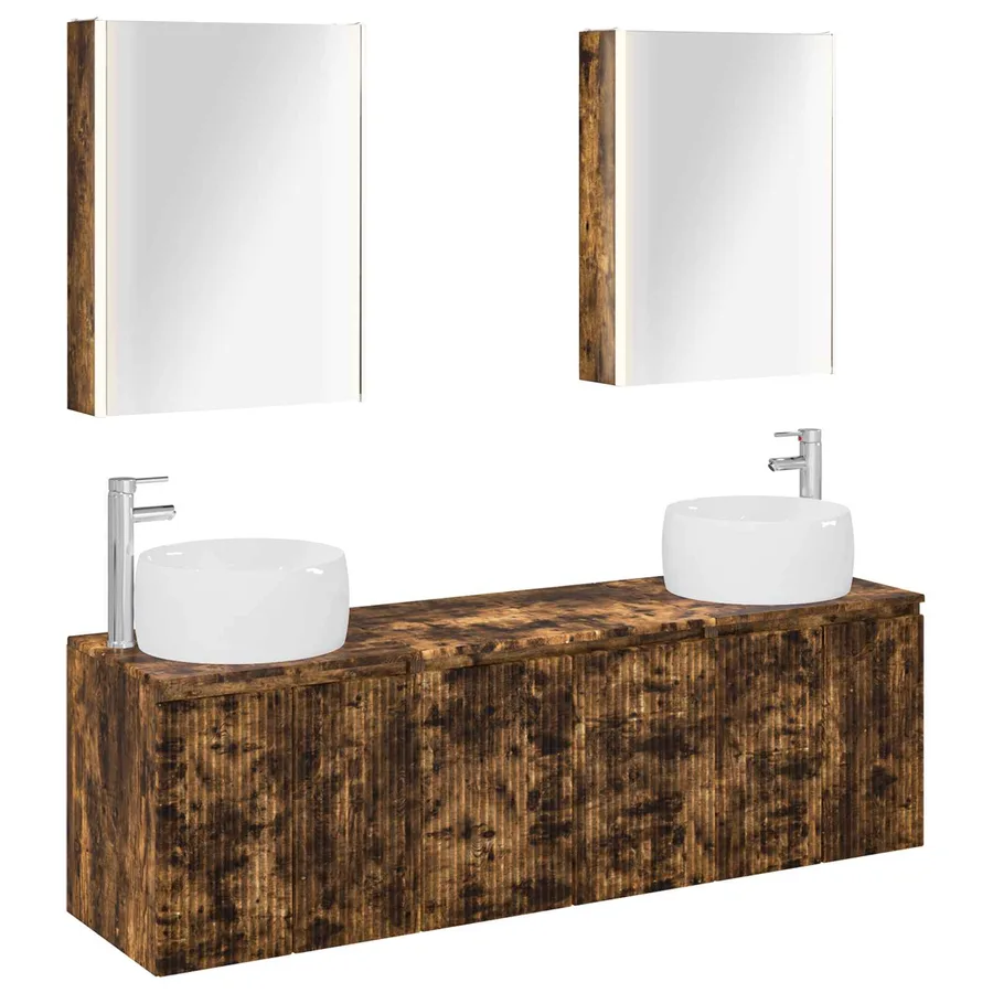 Ensemble d'armoire de salle de bain 5 pcs Chêne fumé - 2