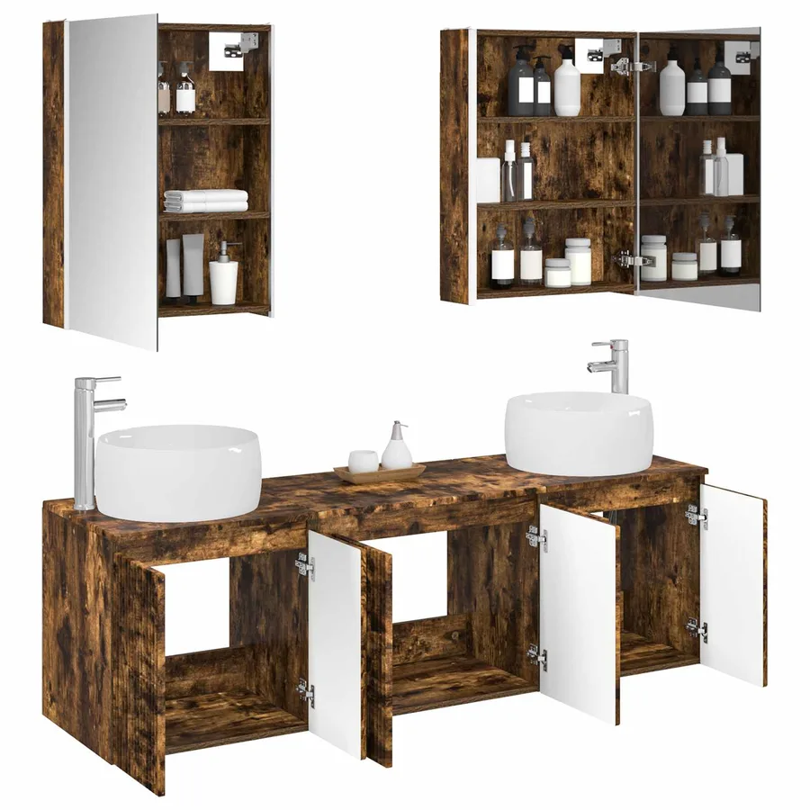 Ensemble d'armoire de salle de bain 5 pcs Chêne fumé - 3