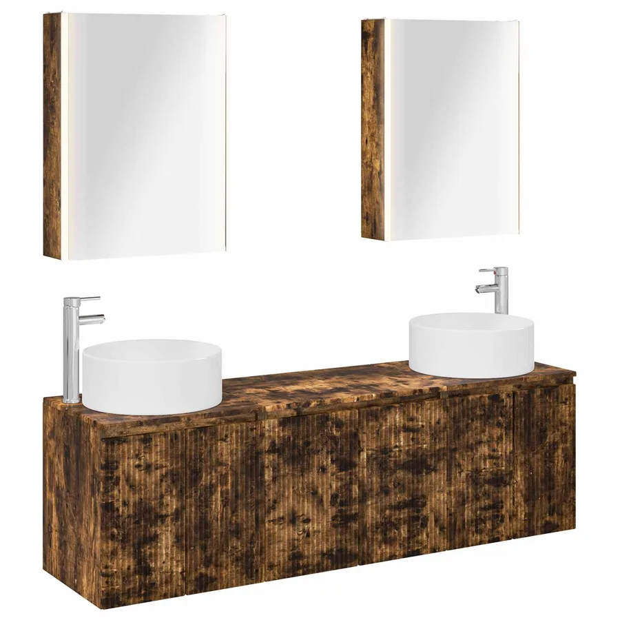 Ensemble d'armoire de salle de bain 5 pcs Chêne fumé - 2
