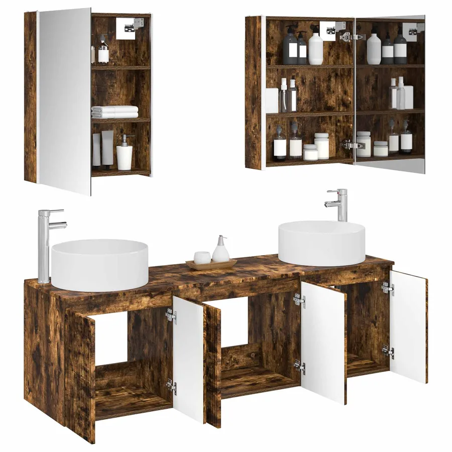 Ensemble d'armoire de salle de bain 5 pcs Chêne fumé - 3