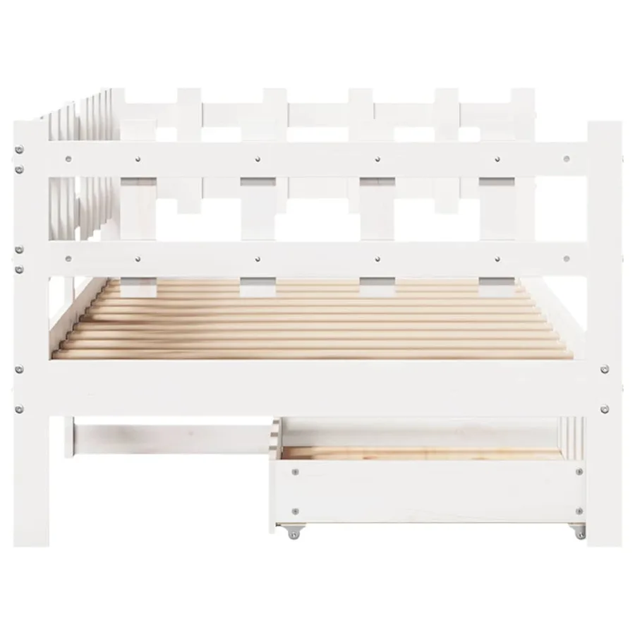 Lit de jour et tiroirs sans matelas blanc 90x200 cm bois massif - 7