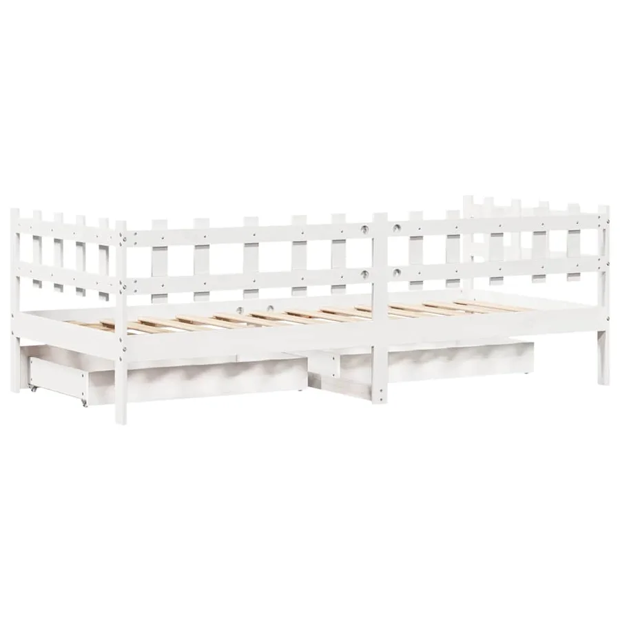 Lit de jour et tiroirs sans matelas blanc 90x200 cm bois massif - 8