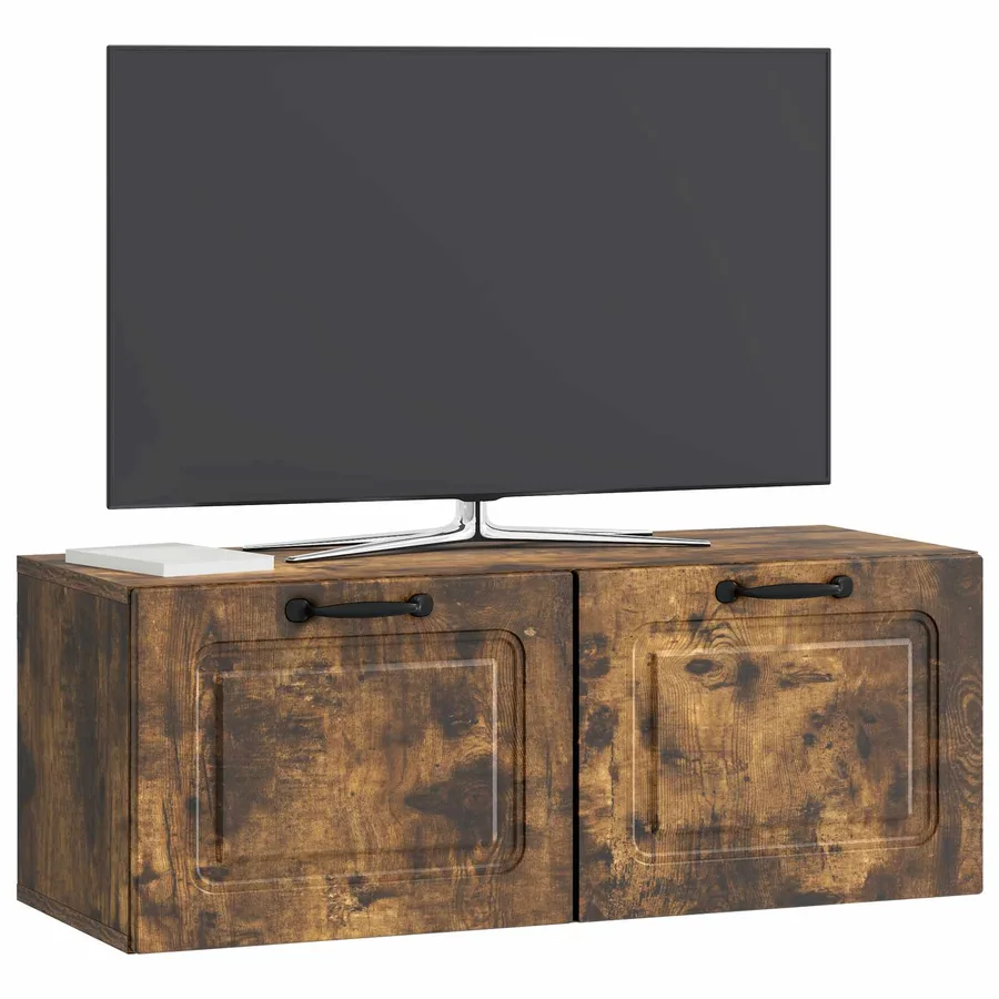 Meuble TV mural Chêne fumé 78,5 x 31 x 30 cm Bois d'ingénierie - 3