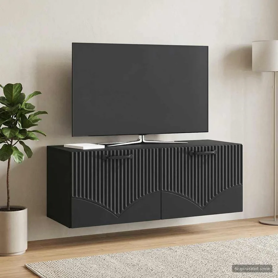 Meuble TV mural Noir 78,5 x 31 x 30 cm Bois d'ingénierie