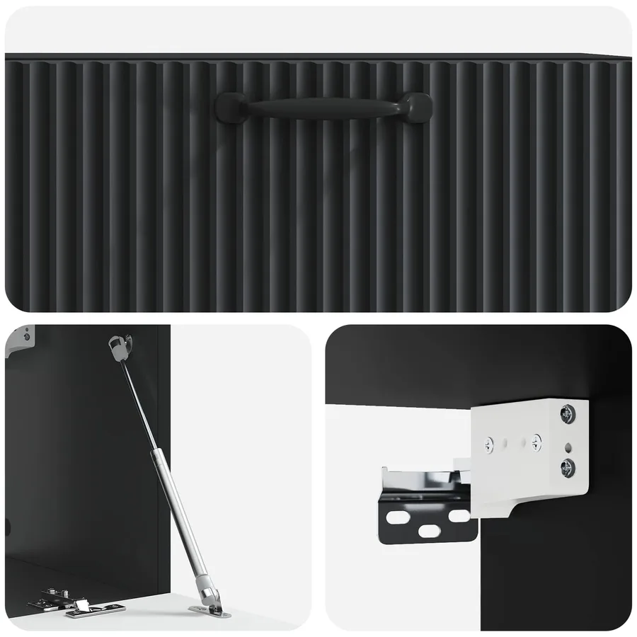 Meuble TV mural Noir 78,5 x 31 x 30 cm Bois d'ingénierie - 9