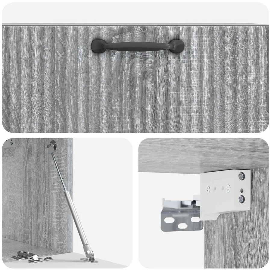 Meuble TV mural Sonoma gris 78,5 x 31 x 30 cm Bois d'ingénierie - 9