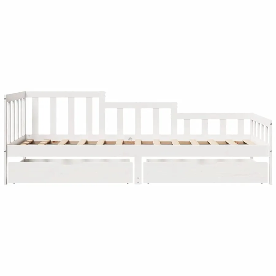 Lit de jour et tiroirs sans matelas blanc 80x200 cm bois massif - 4