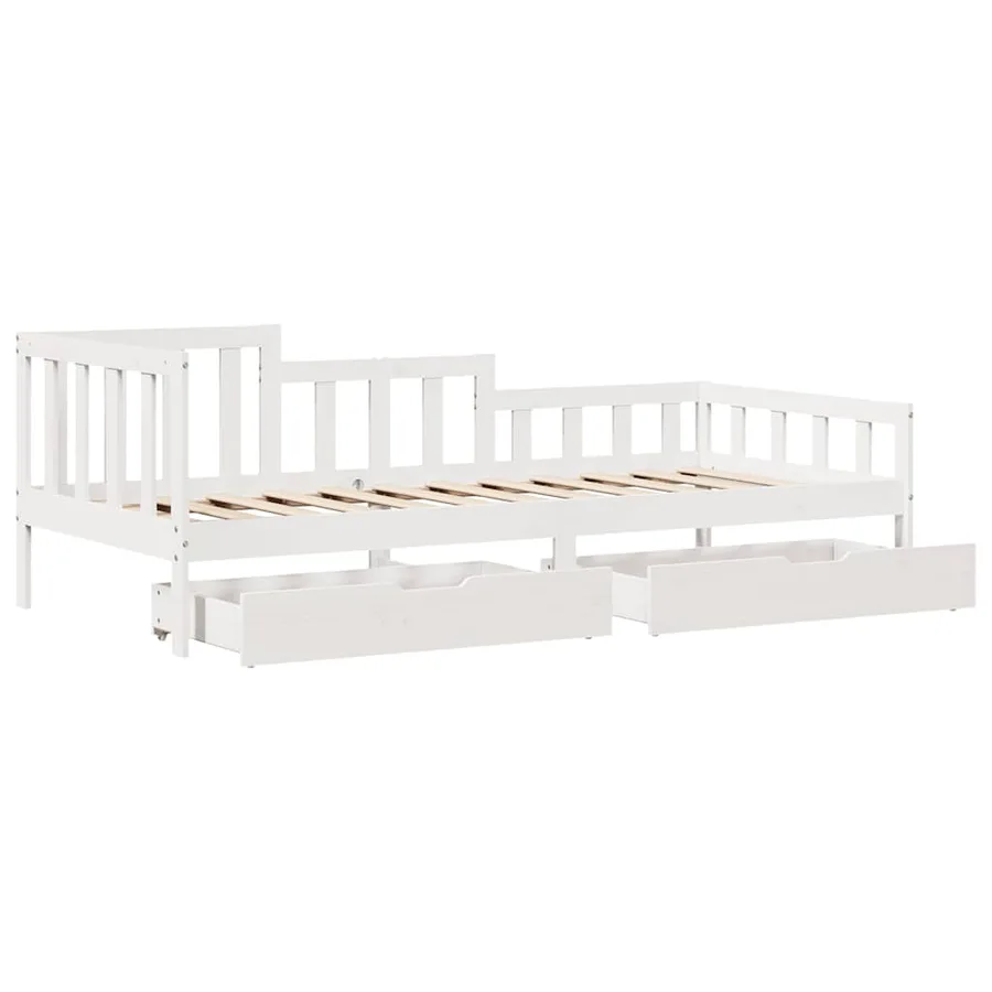 Lit de jour et tiroirs sans matelas blanc 80x200 cm bois massif - 5
