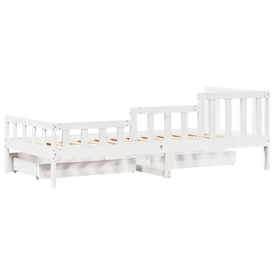 Lit de jour et tiroirs sans matelas blanc 80x200 cm bois massif - 8