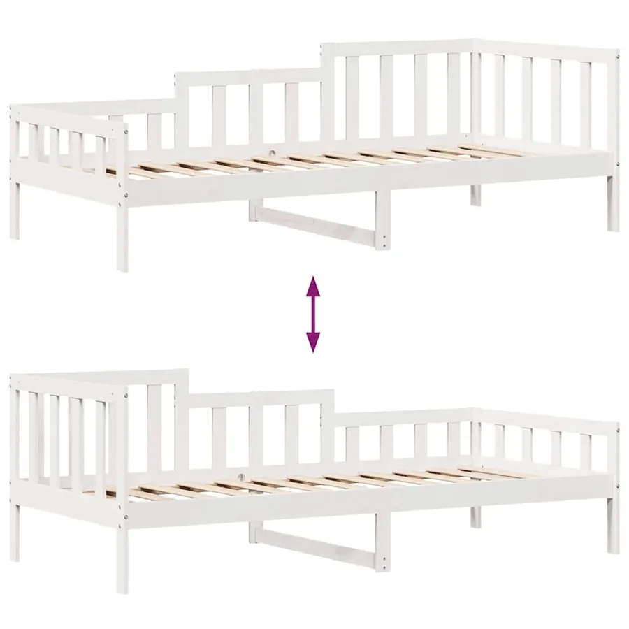 Lit de jour et tiroirs sans matelas blanc 80x200 cm bois massif - 9