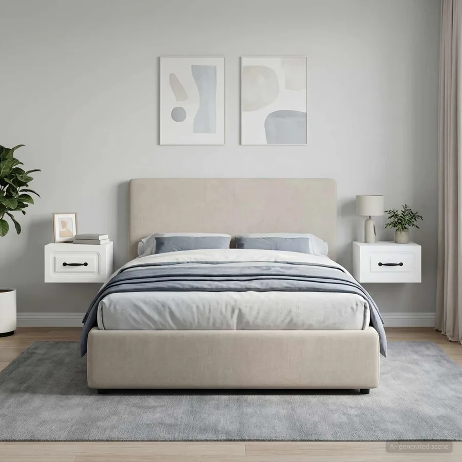 Cabinet de chevet mural 2 pcs Blanc 34,5 x 33 x 20 cm - 4