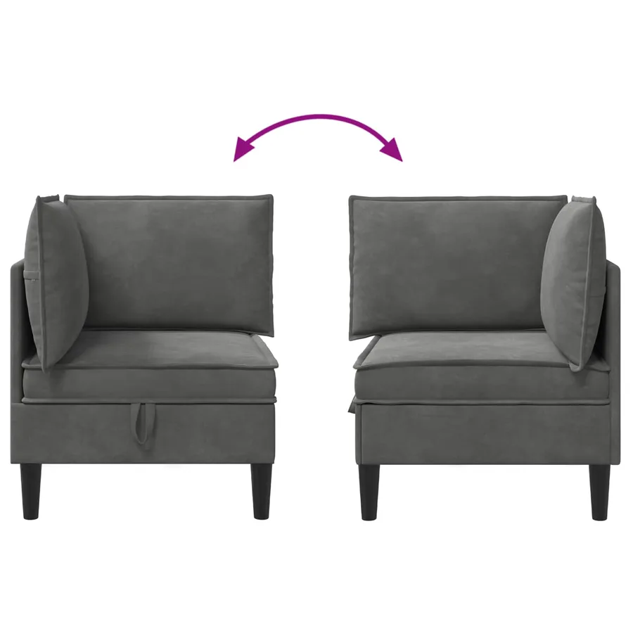 Sofa avec rangement Gris foncé Velours - 10