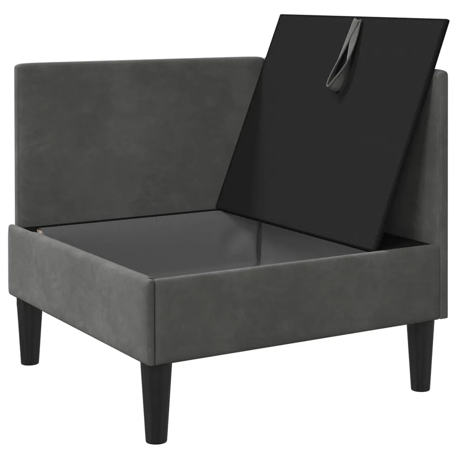 Sofa avec rangement Gris foncé Velours - 4