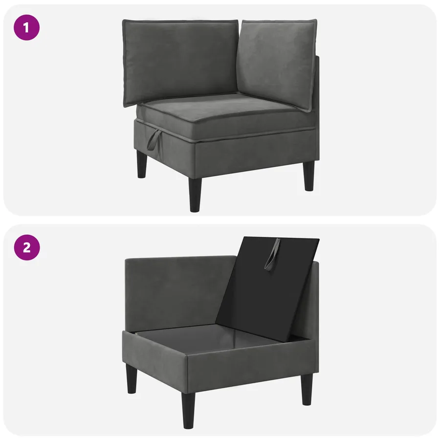 Sofa avec rangement Gris foncé Velours - 9